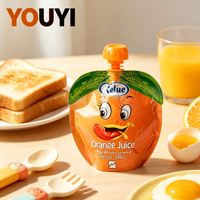 Sachets souples à bec verseur réutilisables, anti-fuite, de qualité alimentaire, en forme de fruit (orange), imprimés sur mesure, pour jus de fruits, vente en gros, OEM&ODM