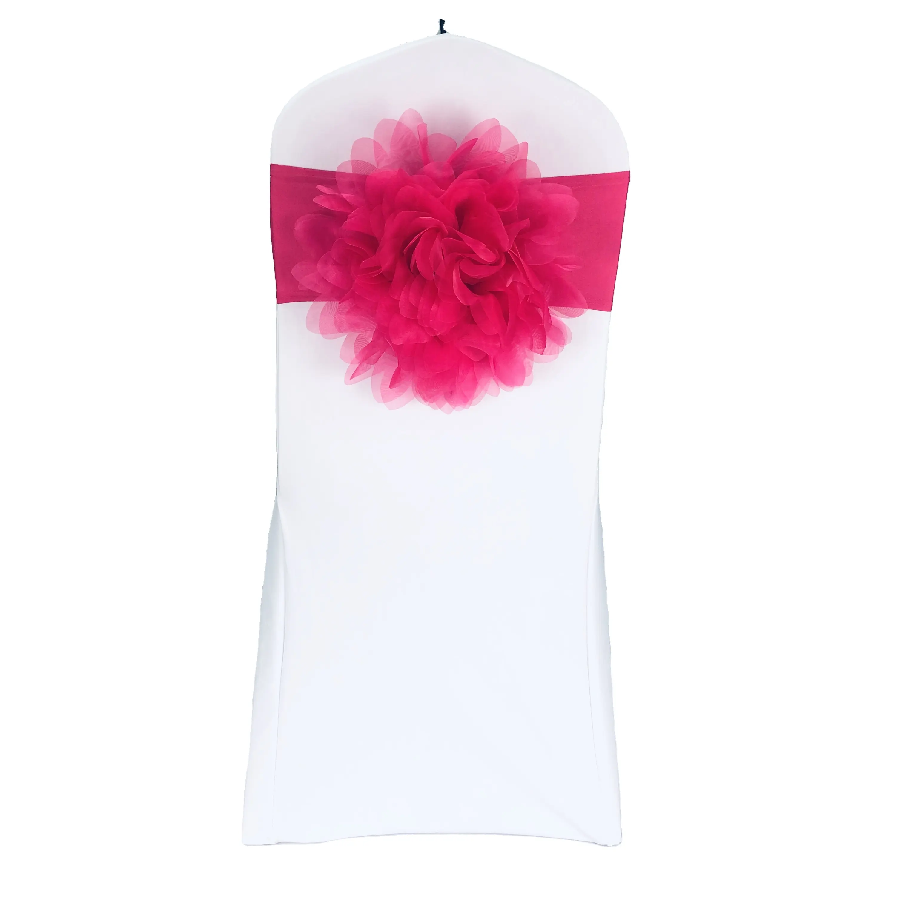 Оптовая продажа, заводская цена, розово-красный цвет, пряжа, бант, створки для свадебного стула, декоративные створки