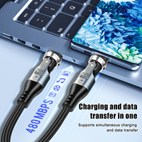 Câble de données portable 240W court 0,25m à prix de gros usine, double USB-C rotatif 540°, compatible charge rapide 5A PD pour batterie externe