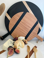 Nouveau Style rond en bois de chêne et marbre noir plateau de charcuterie planche à découper au fromage avec poignée plateau de service pour décor de mariage