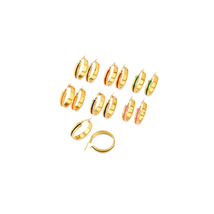 Boucles d'oreilles créoles plaquées or en acier inoxydable, 12 paires, boucles d'oreilles pendantes tendance, bijoux unisexes, fabrication chinoise, modèle 47612 - Product Image 1