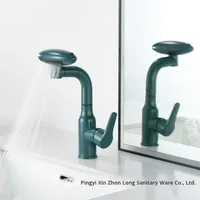 Robinet de lavabo moderne monocommande extractible en céramique, en acier inoxydable, chaud/froid, pour lavage des mains, à poser sur le comptoir, finition gris anthracite 5