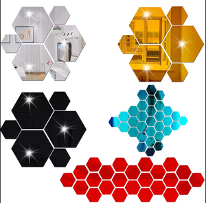 6 pièces/ensemble <span class=keywords><strong>XXL</strong></span> <span class=keywords><strong>Miroir</strong></span> hexagonal 3D Acrylique Imperméable Décoration moderne de la maison Autocollants muraux personnalisés - Product Image 2