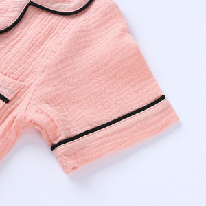 2 9M-13Y 100% algodão verão criança roupa dos miúdos pijamas peça conjunto sleepwear conjunto loungewear conjuntos de linho de linho de manga curta pijama - Product Image 5