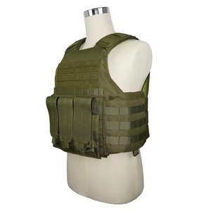 Multi-functional tactical vest, nylon, olive green, with shoulder straps and side pockets, suitable for outdoor use - Product Image 3