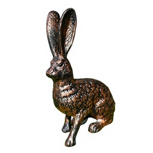 Statue de lièvre en bronze aux grandes oreilles, sculpture de lapine rustique faite à la main, à poser au sol, prix d'usine, fournitures de décoration de jardin - Product Image 2