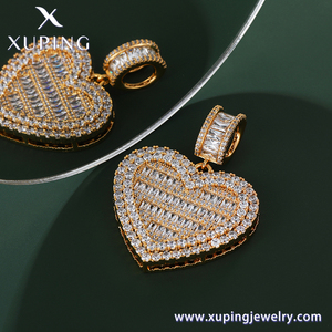 P220819 Joyería Xuping Dije de Encanto para Dama de Alta Calidad Corazón Como Diamante Completo Oro de 14K Nuevo - Product Image 5