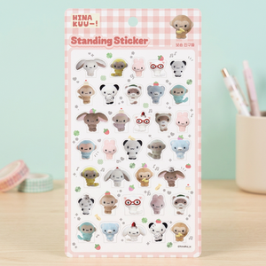 สติกเกอร์ติดผนัง PVC ฮินาคุ ลายเพื่อนน่ารักสไตล์เกาหลี นุ่มนิ่ม ตัวการ์ตูน 3 มิติ พิมพ์ลาย UV สำหรับตกแต่งสมุดบันทึก ของขวัญสำหรับเด็ก - Product Image 3