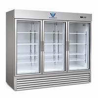 Réfrigérateur vertical à 3 portes en acier inoxydable avec congélateur bas pour vitrine de supermarché de produits frais CE