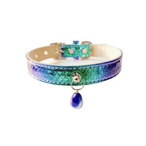 Collier pour animaux de compagnie Wangwuwu, motif sirène dégradé, réglable, pour petits chiens et chats, élégant, motif quadrillé coloré - Product Image 5