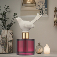 Parfum d'oiseau en céramique personnalisé 100ml bouteille cylindrique rouge diffuseur en céramique