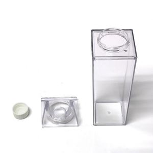 500ml/750ml/1000ml/1900ml Clear Square Leakproof Plastic <b>Milk</b>/Juice <b>Bottle</b> Lid <b>Straw</b> for Party Outdoor Use Dishwasher Safe - Product Image 4