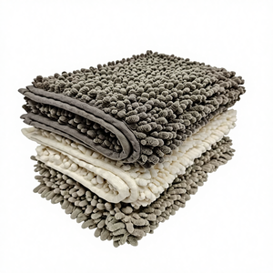 Skymoving New Custom Chenille <strong>Sage</strong> <strong>Green</strong> Solid Color Long and Short Pile Bathroom Non-Slip <strong>Mat</strong> for Home Hotel Use - Product Image 1