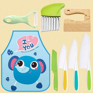Juego de Cuchillos de Cocina para Niños, Cuchillo de Plástico con Bordes Dentados, Cuchillo para Niños Pequeños, Cortador Ondulado, Pelador de Patatas, Tabla de Cortar - Product Image 3