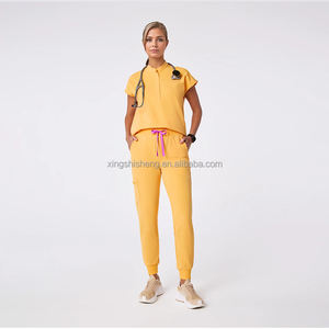 Uniformes de enfermería elásticos personalizados de fábrica, traje de uniforme de enfermera femenina, diseño de uniformes médicos, conjuntos de uniformes para mujeres con bolsillos - Product Image 4