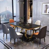 Table à manger en pierre frittée de luxe léger, design rectangulaire moderne et minimaliste pour appartement, petite salle à manger domestique