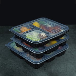 Şeffaf kapaklı 3 bölmeli meyve bento ambalaj kutusu tek kullanımlık PP yemek hazırlık yemek kutusu - Product Image 6