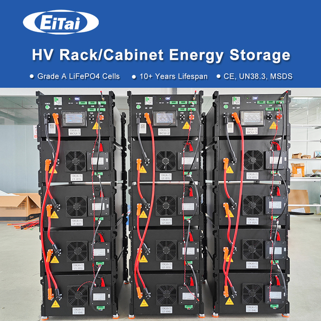 High Capacity 100kWh 200kWh 300kWh Lithium Battery Pack High Voltage LiFePO4 Battery Storage Rack System with Smart BMS WIFI APP