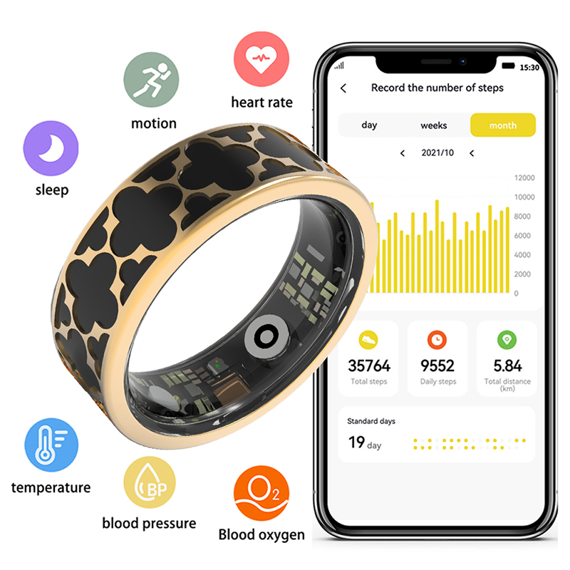 50M Waterproof Smart Health Ring R26 Heart Rate/Sleep Monitor, Pedometer, Fitness Tracker Unisex Smart Ring Health tracker