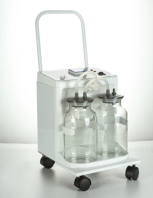 Medical Equipment Electric Suction Unit Medical Double Bottles Suction Machine with Wheels