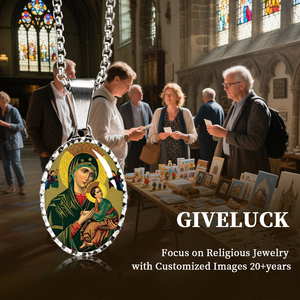 Colgante brillante de GIVELUCK, imagen de joyería religiosa, patrón personalizado de "Nuestra Señora del Perpetuo Socorro" para discusión al por mayor - Product Image 6