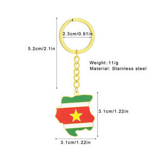 ธงแผนที่ประจำชาติของซูรินาเมพวงกุญแจเครื่องประดับแฟชั่นทำจากสเตนเลสกันน้ำ2025สำหรับผู้หญิงและผู้ชาย - Product Image 3