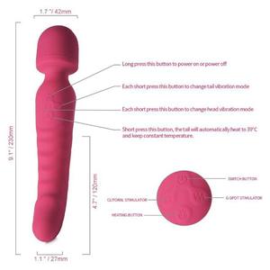 Vibrateur double tête en silicone rose, rechargeable par USB, fréquence personnalisable, pour exercices de Kegel et massage du point G, sans latex - Product Image 3