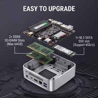 EGLOBAL Mini PC Murah Baru In-tel Core I3-6100U Thin Client 1.5KG Kipas Jaringan Komputer NUC Tipe-C Windows 10/11 untuk Penggunaan Kantor
