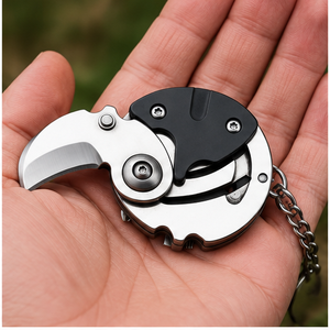Edelstahl-Münzförmiger Schlüsselanhänger-Messer, Faltbares Multitool mit Schraubendreher-Bits für Camping und EDC - Product Image 6