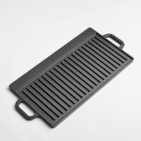 Plaque de cuisson en fonte rectangulaire double face universelle pré-assaisonnée