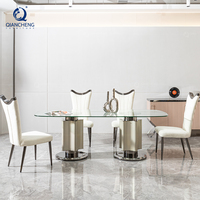 Mobilier de table de salle à manger élégant espagnol turc dans une villa en verre table et chaise de banquet de bonne qualité 2m avec plateau en verre complet