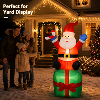 Livraison rapide, Père Noël gonflable de 1,2 m avec lumières LED intégrées, figurine de Père Noël qui souffle des bonbons, décoration de jardin de Noël