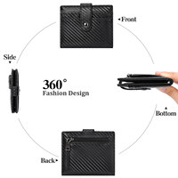 Portefeuille court pour femme en fibre de carbone, best-seller, RFID, simple, à deux volets, en cuir PU, porte-monnaie portable, porte-cartes à pression