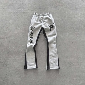Pantalon évasé coupe ample avec logo imprimé brodé Pantalon empilé à rayures latérales personnalisé Pantalon de survêtement à blocs de couleur avec cordon de serrage pour hommes - Product Image 2