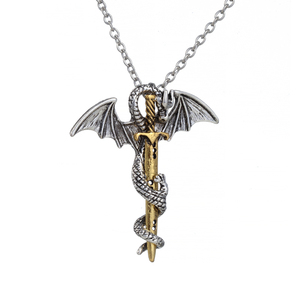Collier épée ptérosaures Vintage, bijou pour hommes et femmes, motif <span class=keywords><strong>Dragon</strong></span> volant, avec ailes, en croix, Punk, nouvelle mode - Product Image 3