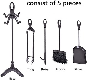 Ensemble d'outils classiques <span class=keywords><strong>pour</strong></span> foyer avec pinces <span class=keywords><strong>à</strong></span> <span class=keywords><strong>bois</strong></span> et support, 27,8 pouces, 5 pièces - Product Image 2