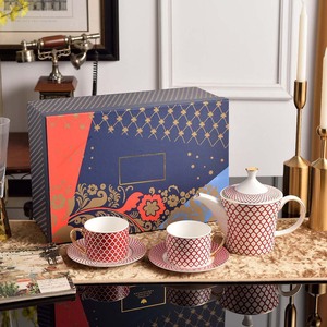 Juego de Café de Porcelana China de Estilo Europeo, Dorado y Colorido, para Regalo, Venta al por Mayor, Tazas de Lujo para el Hogar y la Oficina - Product Image 6