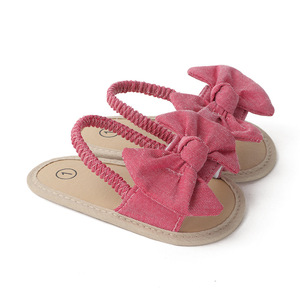 Sandales d'été <span class=keywords><strong>pour</strong></span> nouveau-né fille, chaussures de princesse décontractées avec nœud mignon, antidérapantes, semelle souple, pantoufles plates <span class=keywords><strong>pour</strong></span> nourrissons de 0 à 18 mois - Product Image 4