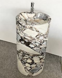 Lavabo sur pied <span class=keywords><strong>en</strong></span> marbre poli Ocean Storm de luxe avec robinet pour salle de bain - Product Image 3