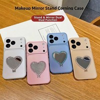 Coques de téléphone portable en TPU de haute qualité avec support miroir cœur pour iPhone 18 17 Pro Max 16 15 14 Plus 13 12 11 Pro Max