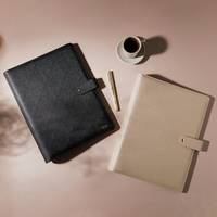 Logo personnalisé Vente en gros de luxe A4 A5 A6 Saffiano PU cuir PVC papier organisateur de documents classeur à 3 anneaux avec poche intérieure