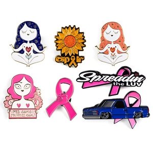 Alfiler de cinta de salud Mental, insignia personalizada con Logo esmaltado duro, Pin de ropa, color rosa y verde, concientización del cáncer - Product Image 6