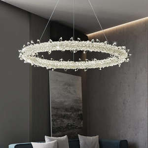 Hôtel décoratif cercle lustre en cristal lumière chambre salon salle à manger luxe anneau lampe - Product Image 1