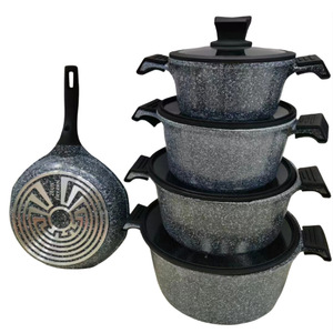Ensemble de cuisine 17 pièces antiadhésif <span class=keywords><strong>en</strong></span> <span class=keywords><strong>pierre</strong></span> Maifan moulé sous pression, compatible gaz, style chinois moderne, pour l'exportation - Product Image 3