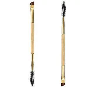 2 Side Vegan Blue Hair Angel Make Up Brushes Bamboo Eco Disposable Angle Silver Double Ended Makeup Brush Angled Eyebrow Brush