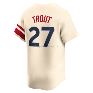 Vente en gros de maillots de baseball américains brodés pour hommes Los Angeles Angel # 27 <span class=keywords><strong>Mike</strong></span> <span class=keywords><strong>Trout</strong></span> # 6 Tenues de softball Anthony Rendon - Product Image 3