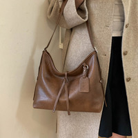 Sac fourre-tout pour femme DUSHEN de style vintage, grande capacité, luxe léger, en PU, bandoulière durable, fermeture ouverte, décontracté, en coton