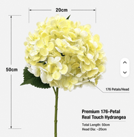Hydrangeas artificiels rouges au toucher réel, 176 pétales, pour mariage, Halloween, fêtes à domicile, événements, décorations du Nouvel An