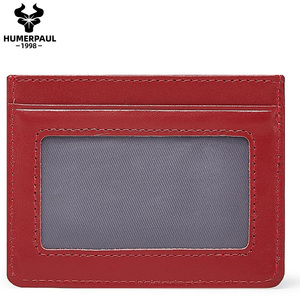 Portefeuille porte-cartes simple en cuir véritable ultra-fin, portable, unisexe, anti-RFID, anti-vol, pour cartes bancaires et d'identité, personnalisable - Product Image 4