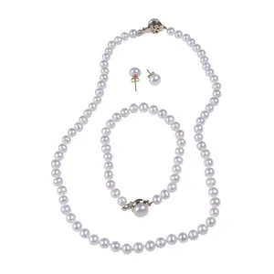 Elegante 6-7Mm Aardappel Parel Met 925 Zilveren 18K Vergulde Sluiting Parel Sieraden Set